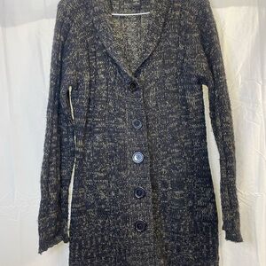 Loulou Studio S Size Med. Black Cardigan Sweater shawl collar & 5 Large Buttons